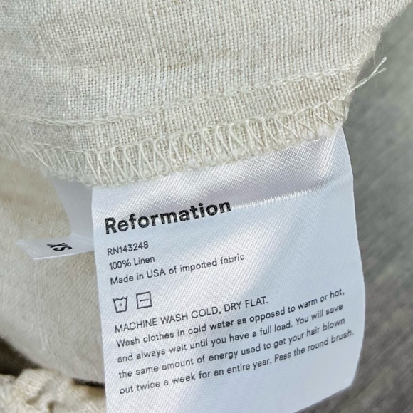 Reformation 100% Linen Sawyer Shorts in Sand XS High Rise Cuffed Boho Minimalist - Picture 10 of 16